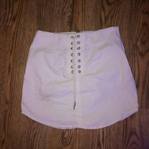 white mini skirt